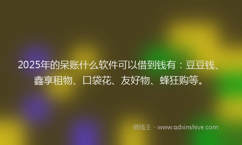 2025年的呆账什么软件可以借到钱有：豆豆钱、鑫享租物、口袋花、友好物、蜂狂购等。
