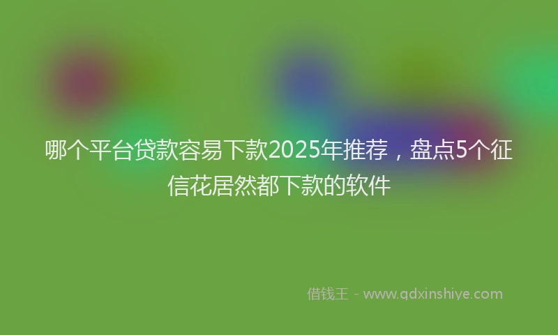 哪个平台贷款容易下款2025年推荐，盘点5个征信花居然都下款的软件