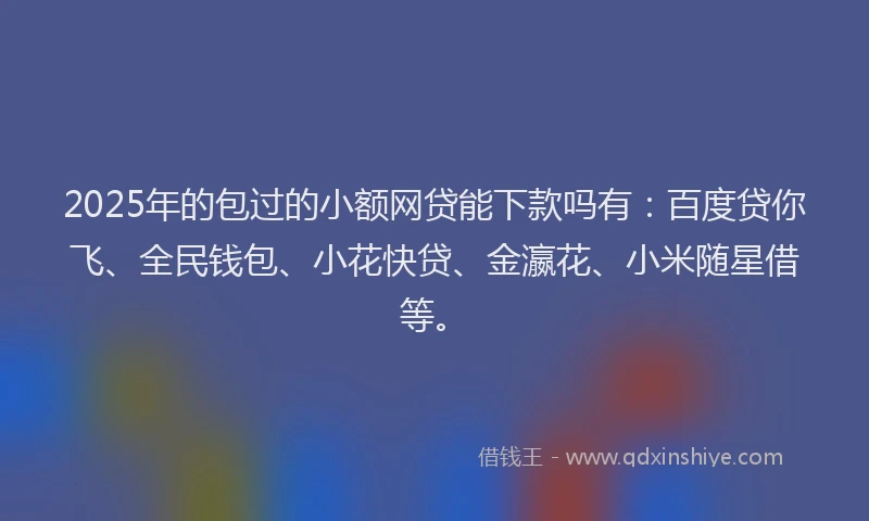 2025年的包过的小额网贷能下款吗有：百度贷你飞、全民钱包、小花快贷、金瀛花、小米随星借等。