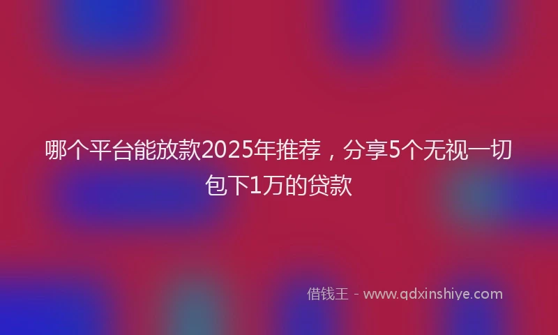 哪个平台能放款2025年推荐，分享5个无视一切包下1万的贷款