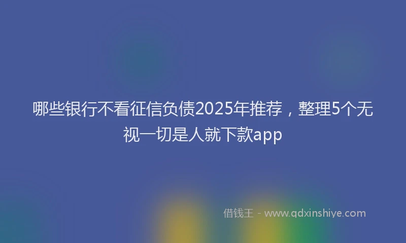 哪些银行不看征信负债2025年推荐，整理5个无视一切是人就下款app