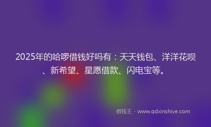 2025年的哈啰借钱好吗有：天天钱包、洋洋花呗、新希望、星愿借款、闪电宝等。