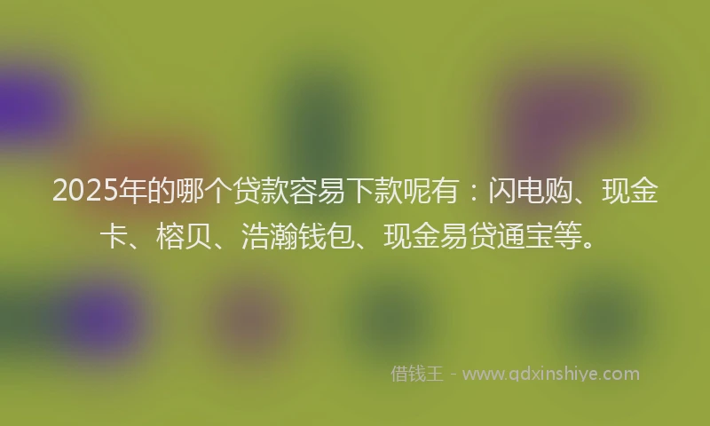 2025年的哪个贷款容易下款呢有：闪电购、现金卡、榕贝、浩瀚钱包、现金易贷通宝等。