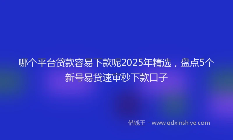 哪个平台贷款容易下款呢2025年精选，盘点5个新号易贷速审秒下款口子