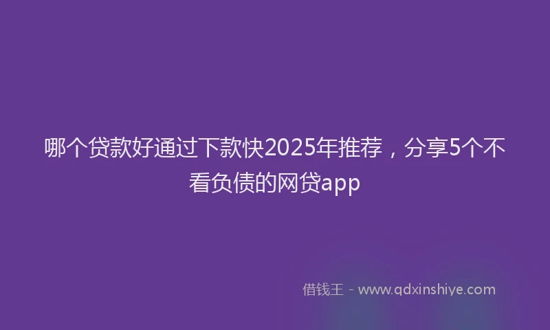 哪个贷款好通过下款快2025年推荐，分享5个不看负债的网贷app