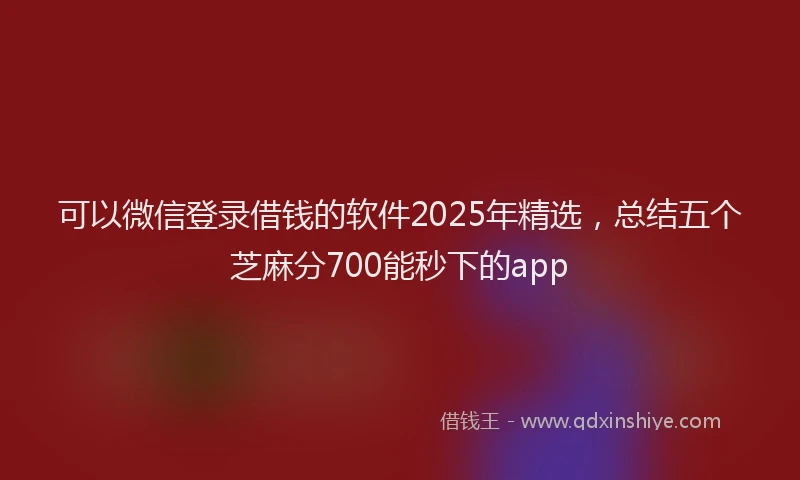 可以微信登录借钱的软件2025年精选，总结五个芝麻分700能秒下的app