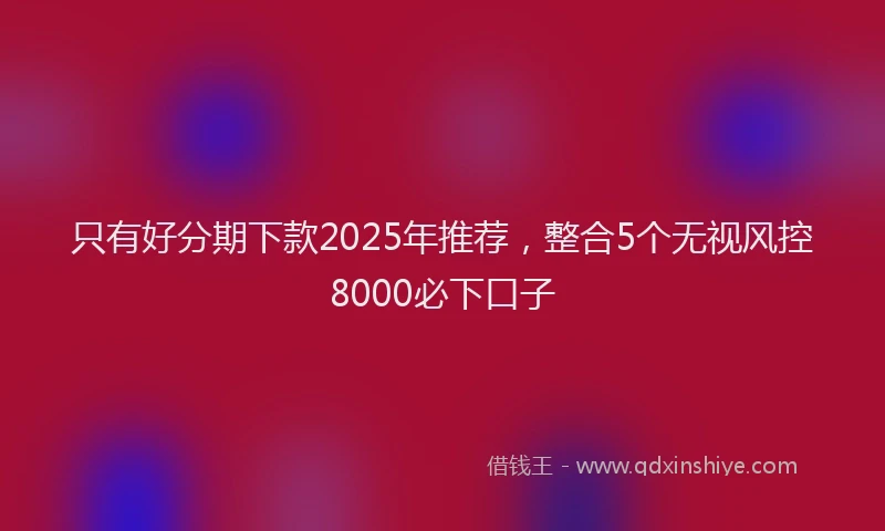 只有好分期下款2025年推荐，整合5个无视风控8000必下口子