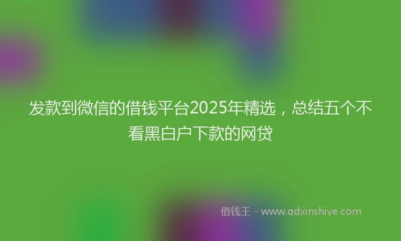 发款到微信的借钱平台2025年精选，总结五个不看黑白户下款的网贷