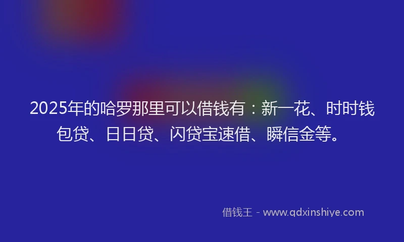 2025年的哈罗那里可以借钱有：新一花、时时钱包贷、日日贷、闪贷宝速借、瞬信金等。