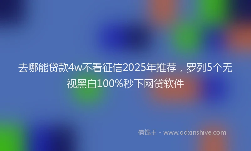 去哪能贷款4w不看征信2025年推荐，罗列5个无视黑白100%秒下网贷软件