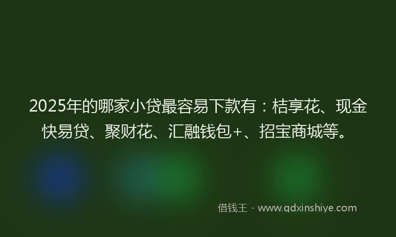 2025年的哪家小贷最容易下款有：桔享花、现金快易贷、聚财花、汇融钱包+、招宝商城等。