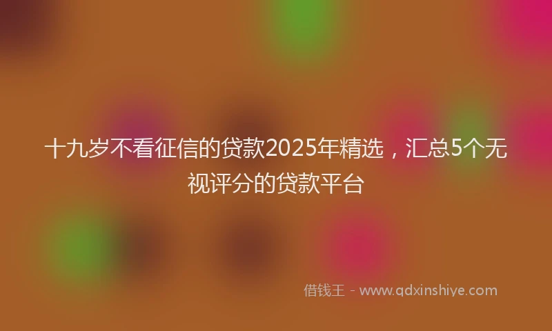 十九岁不看征信的贷款2025年精选，汇总5个无视评分的贷款平台