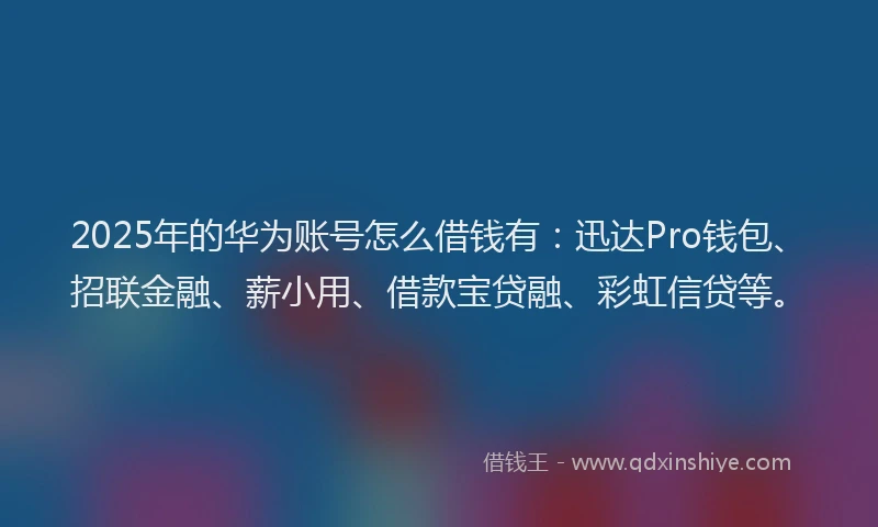 2025年的华为账号怎么借钱有：迅达Pro钱包、招联金融、薪小用、借款宝贷融、彩虹信贷等。