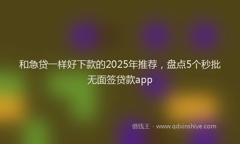 和急贷一样好下款的2025年推荐，盘点5个秒批无面签贷款app