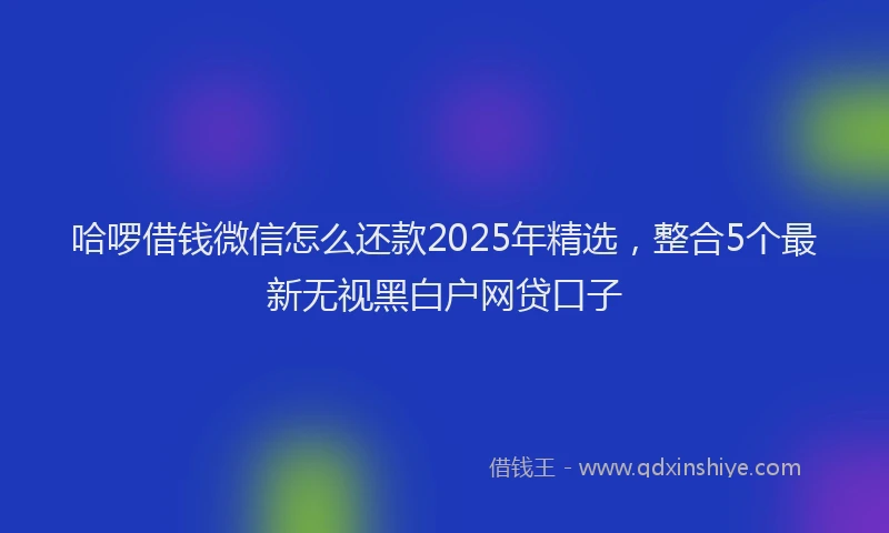 哈啰借钱微信怎么还款2025年精选，整合5个最新无视黑白户网贷口子