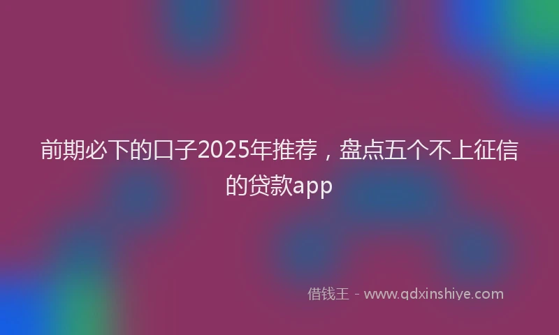前期必下的口子2025年推荐，盘点五个不上征信的贷款app