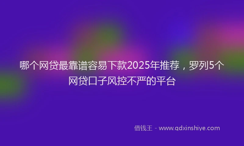 哪个网贷最靠谱容易下款2025年推荐，罗列5个网贷口子风控不严的平台