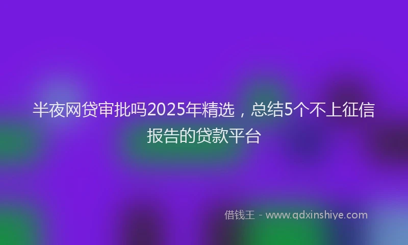 半夜网贷审批吗2025年精选，总结5个不上征信报告的贷款平台
