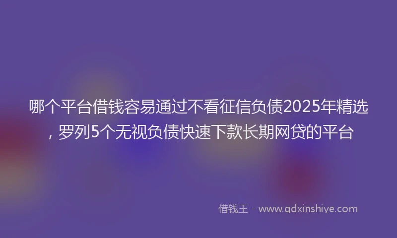 哪个平台借钱容易通过不看征信负债2025年精选，罗列5个无视负债快速下款长期网贷的平台