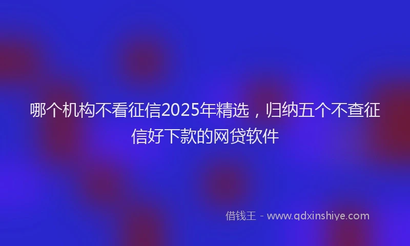 哪个机构不看征信2025年精选，归纳五个不查征信好下款的网贷软件