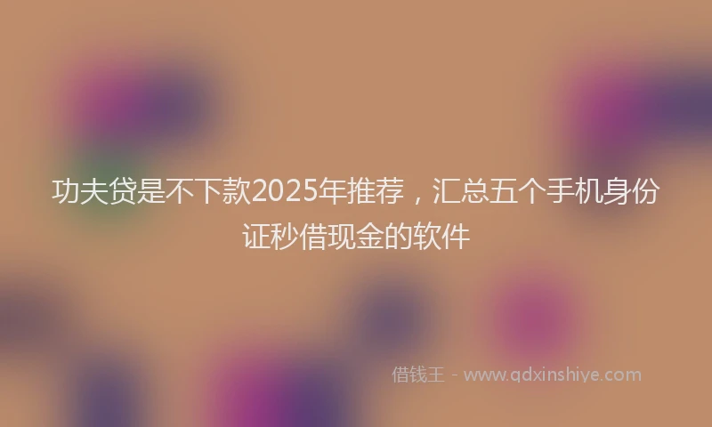 功夫贷是不下款2025年推荐，汇总五个手机身份证秒借现金的软件