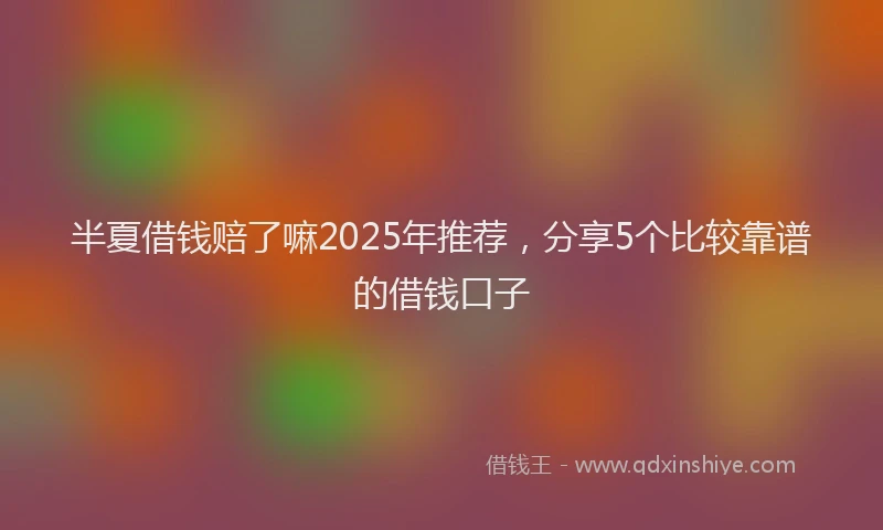 半夏借钱赔了嘛2025年推荐，分享5个比较靠谱的借钱口子