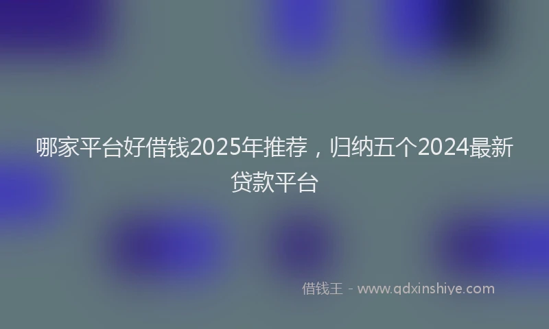 哪家平台好借钱2025年推荐，归纳五个2024最新贷款平台