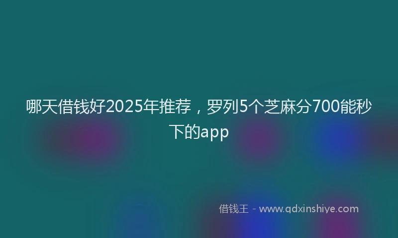 哪天借钱好2025年推荐，罗列5个芝麻分700能秒下的app