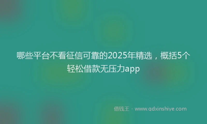 哪些平台不看征信可靠的2025年精选，概括5个轻松借款无压力app