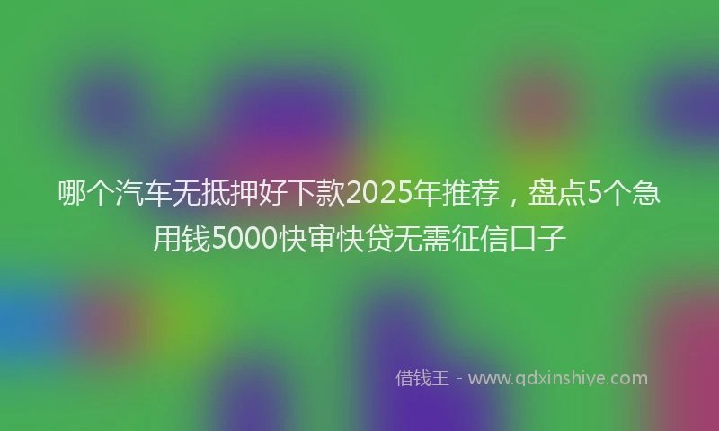 哪个汽车无抵押好下款2025年推荐，盘点5个急用钱5000快审快贷无需征信口子