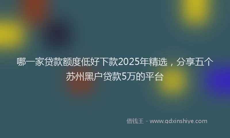 哪一家贷款额度低好下款2025年精选，分享五个苏州黑户贷款5万的平台