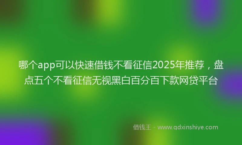 哪个app可以快速借钱不看征信2025年推荐，盘点五个不看征信无视黑白百分百下款网贷平台