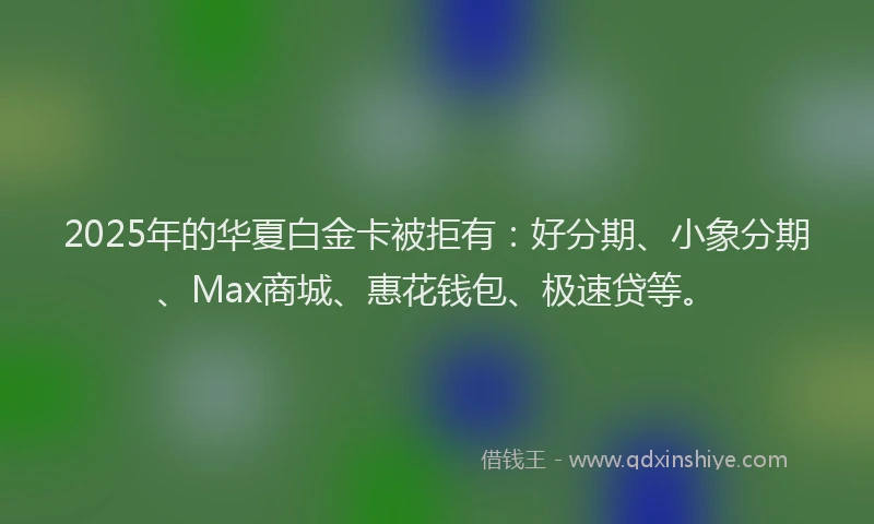 2025年的华夏白金卡被拒有：好分期、小象分期、Max商城、惠花钱包、极速贷等。