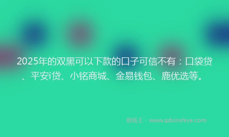 2025年的双黑可以下款的口子可信不有：口袋贷、平安i贷、小铭商城、金易钱包、鹿优选等。