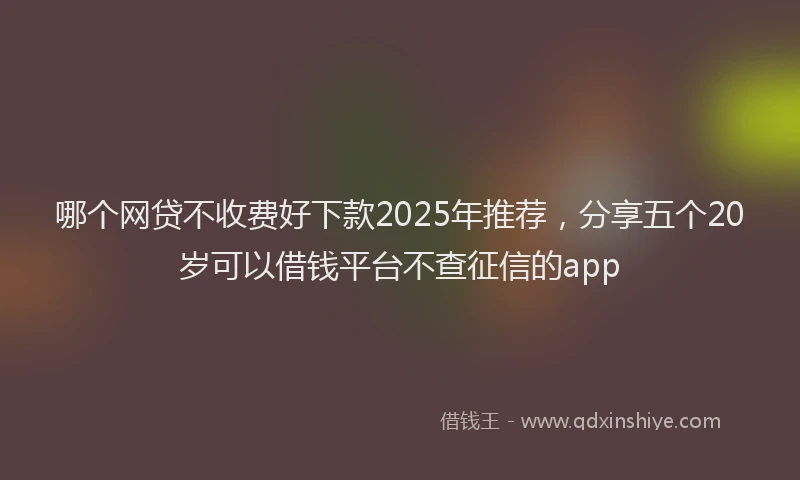哪个网贷不收费好下款2025年推荐，分享五个20岁可以借钱平台不查征信的app