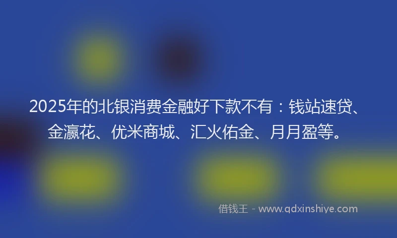 2025年的北银消费金融好下款不有：钱站速贷、金瀛花、优米商城、汇火佑金、月月盈等。