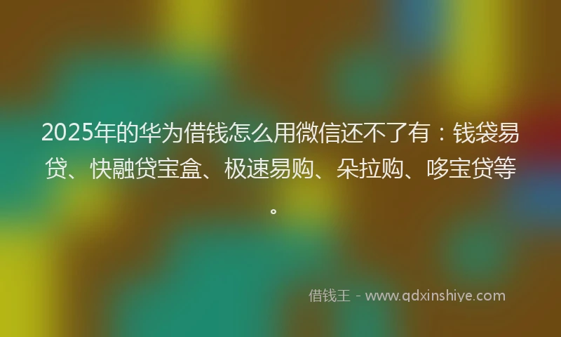 2025年的华为借钱怎么用微信还不了有：钱袋易贷、快融贷宝盒、极速易购、朵拉购、哆宝贷等。