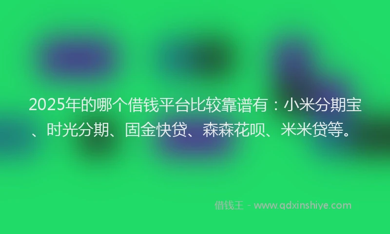 2025年的哪个借钱平台比较靠谱有：小米分期宝、时光分期、固金快贷、森森花呗、米米贷等。