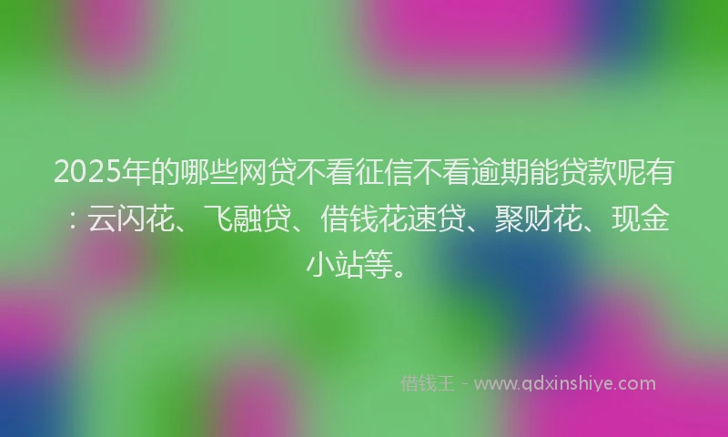 2025年的哪些网贷不看征信不看逾期能贷款呢有：云闪花、飞融贷、借钱花速贷、聚财花、现金小站等。