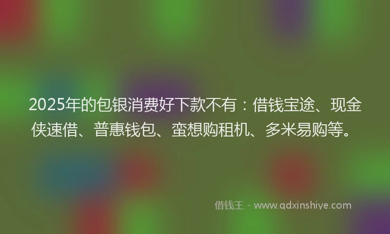 2025年的包银消费好下款不有：借钱宝途、现金侠速借、普惠钱包、蛮想购租机、多米易购等。