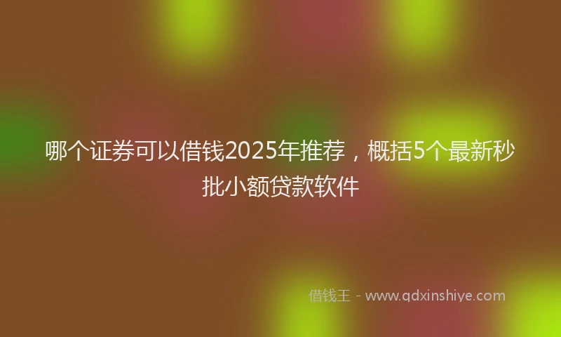 哪个证券可以借钱2025年推荐，概括5个最新秒批小额贷款软件