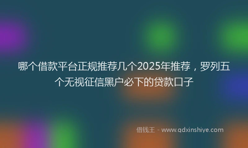 哪个借款平台正规推荐几个2025年推荐，罗列五个无视征信黑户必下的贷款口子