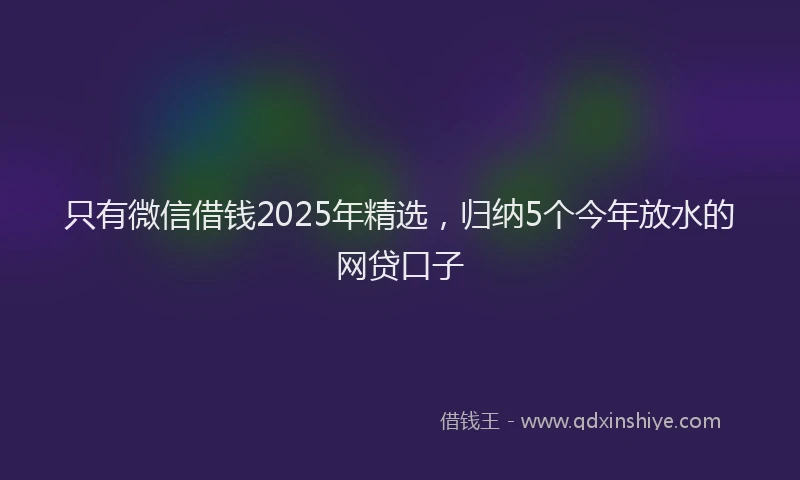 只有微信借钱2025年精选，归纳5个今年放水的网贷口子