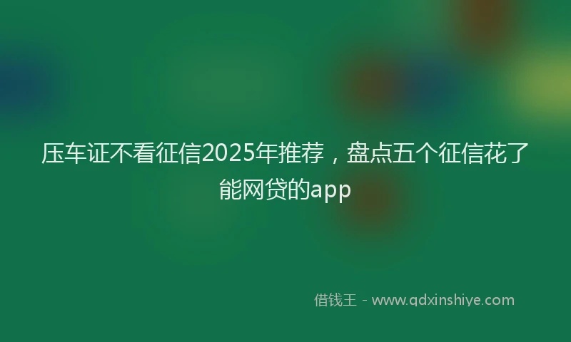 压车证不看征信2025年推荐，盘点五个征信花了能网贷的app