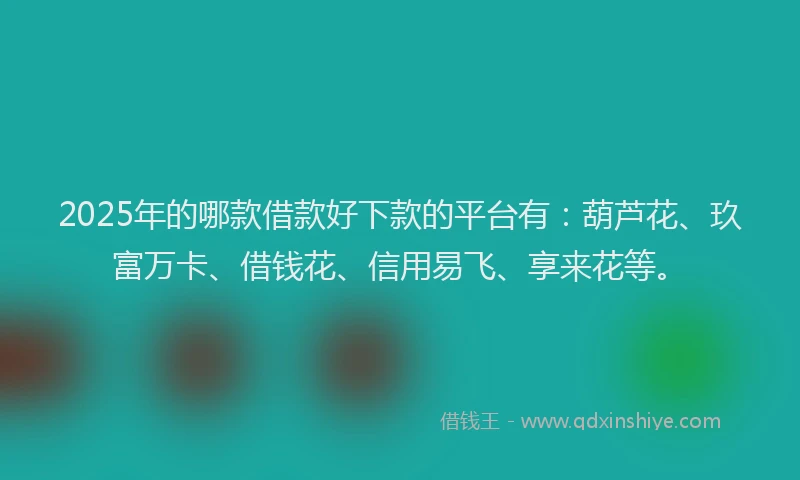 2025年的哪款借款好下款的平台有：葫芦花、玖富万卡、借钱花、信用易飞、享来花等。