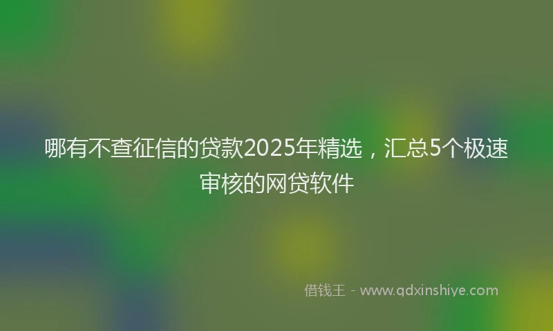哪有不查征信的贷款2025年精选，汇总5个极速审核的网贷软件