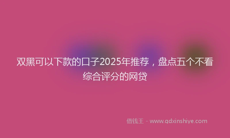 双黑可以下款的口子2025年推荐，盘点五个不看综合评分的网贷