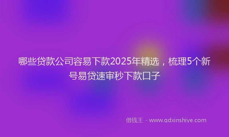 哪些贷款公司容易下款2025年精选，梳理5个新号易贷速审秒下款口子