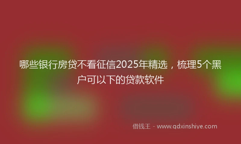 哪些银行房贷不看征信2025年精选，梳理5个黑户可以下的贷款软件
