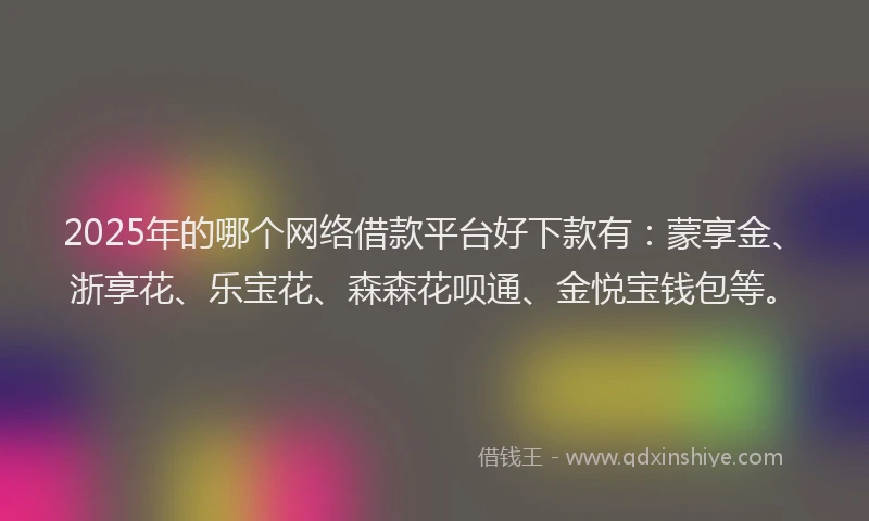 2025年的哪个网络借款平台好下款有：蒙享金、浙享花、乐宝花、森森花呗通、金悦宝钱包等。